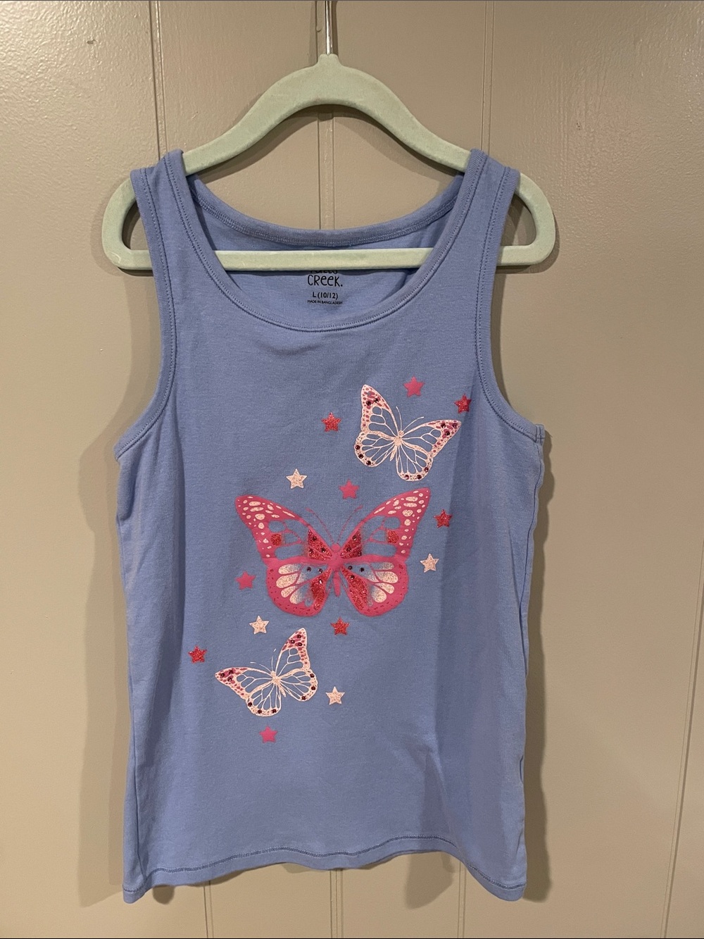 Girls Lavender Butterfly Tank Top with Pink Accents Size Large (10/12)